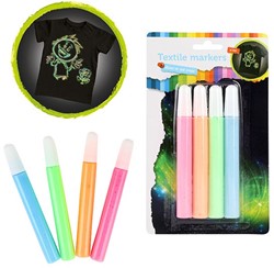 4 Rotuladores textiles Brillan en la oscuridad 47113A