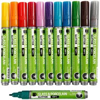 Creativ Company rotuladores para vidrio y porcelana set glitter 12 colores-3