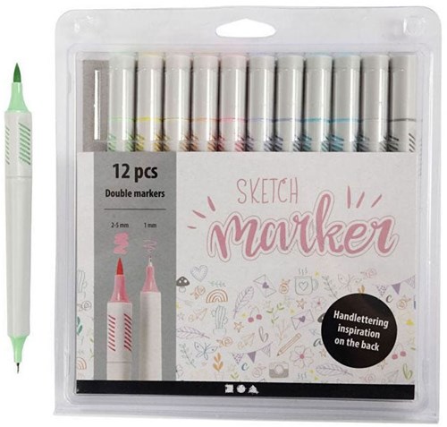Creativ Company rotuladores pastel doble punta set 12 unidades-2