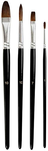 Creativ Company set pinceles acuarela pelo de pony 4 piezas mango corto-2