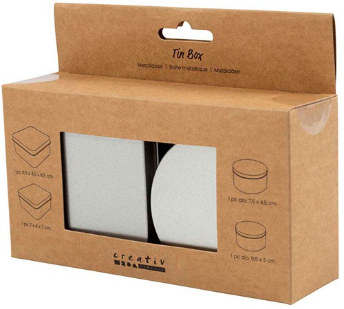 Creativ Company cajas de almacenamiento metal círculo cuadrado gris multicolor-3