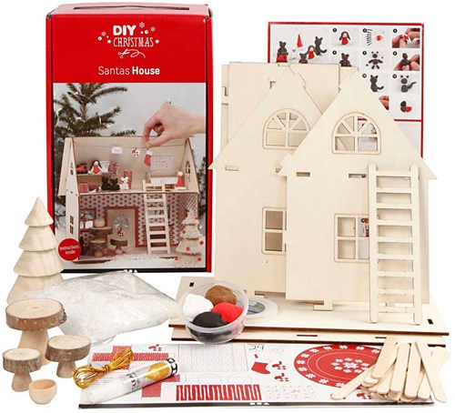 Creativ Company set de manualidades navideñas de madera - Casa de Papá Noel DIY-2