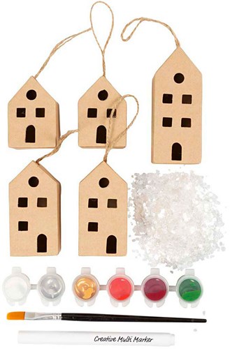 Creativ Company set creativo navideño mini casas decoración pintura-2