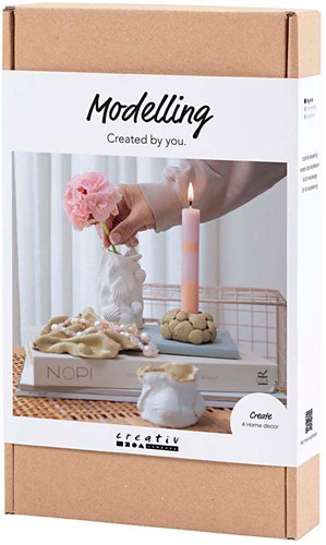 Creativ Company set manualidades modelar jarrones y candelabros beige marfil off white cerámica DIY-2