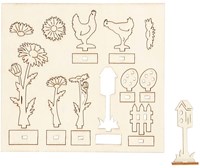 Creativ Company Figuras 3D de Madera Flores y Gallinas Decoración DIY 15,5x17cm-3