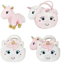 Toi-Toys peluche unicornio suave en bolso unicornio con cuerno brillante