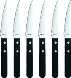 Amefa juego de cuchillos para carne negro - 6 piezas - acero inoxidable - pizza