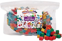 Colorations - Gekleurde Houten Kubus Blokjes, 196st.