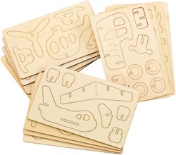 Bouwpakketje Houten 3D Voertuigen, Set van 4