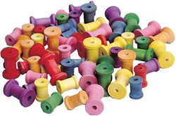 Colorations set de carretes de madera juguete - 50 piezas para manualidades