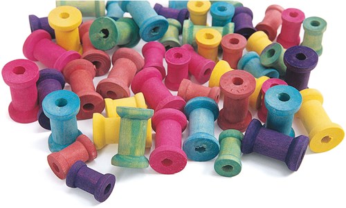 Colorations set de carretes de madera juguete - 50 piezas para manualidades-2