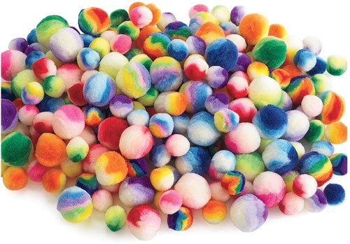 Colorations pompones manualidades rayados arcoíris - 180 piezas multicolor-2