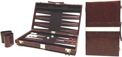 HOT Games Maletín de Backgammon de vinilo marrón 46x30 cm.