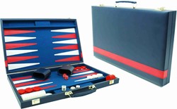 HOT Games Backgammon 38 cm azul con ribete rojo