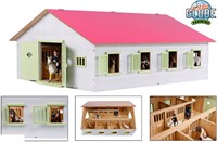 Kids GLOBE establo de caballos juguete rosa con 7 boxes escala 1:24