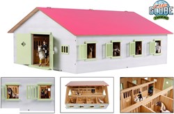 Kids GLOBE establo de caballos juguete rosa con 7 boxes escala 1:24