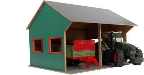 Kids GLOBE cobertizo agrícola de juguete para 2 vehículos 1:16 madera-3