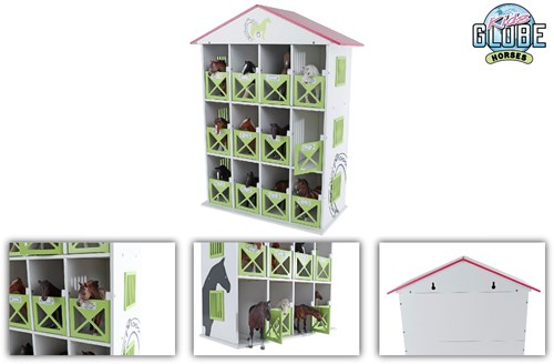 Kids GLOBE caja de almacenamiento juguetes caballos con 12 compartimentos madera