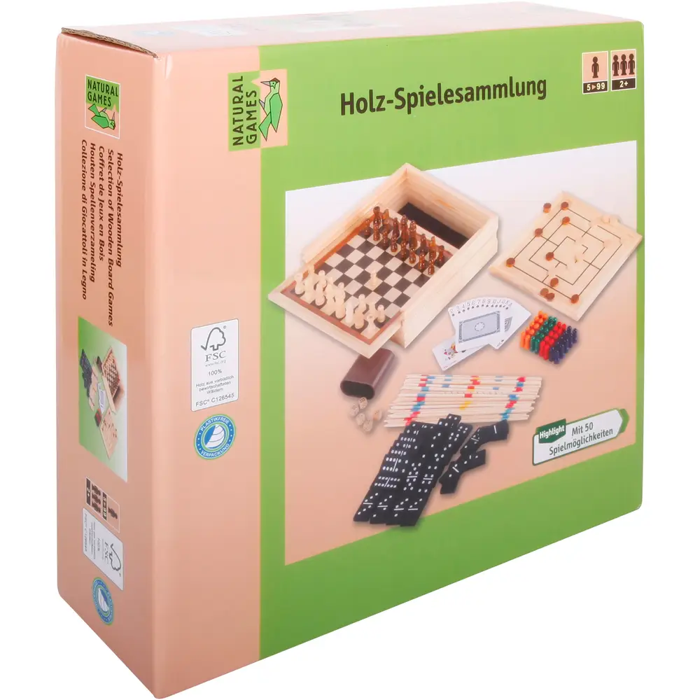 Vedes caja de juegos de madera 50 juegos clásico multicolor