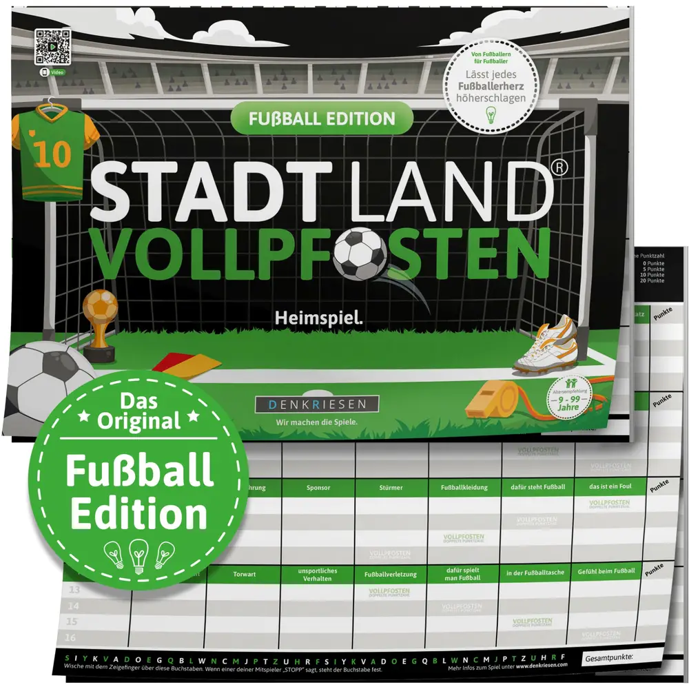 Juego Vedes STADT LAND VOLLPFOSTEN edición fútbol juego familiar A4