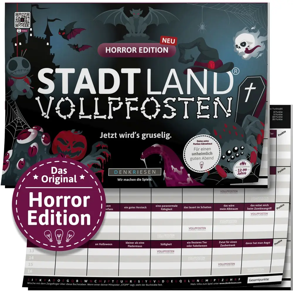 Juego Vedes STADT LAND VOLLPFOSTEN Edición Horror diversión espeluznante