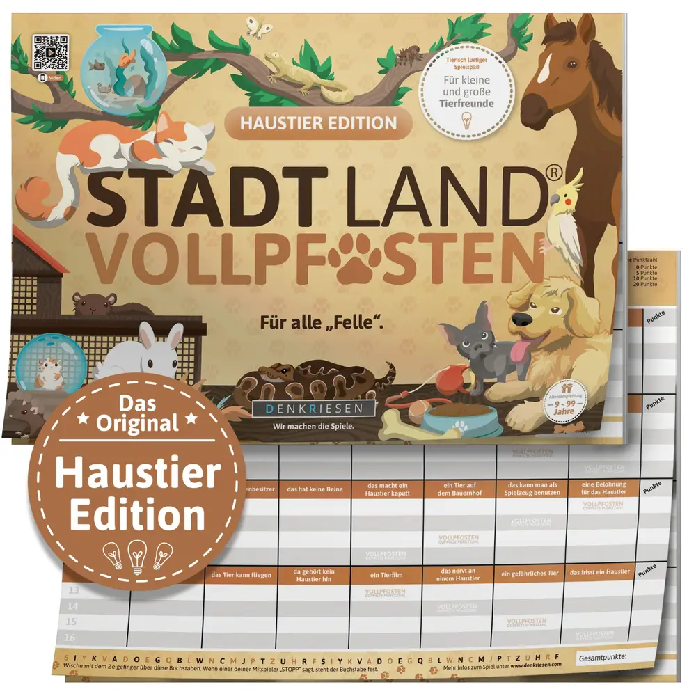 Juego Vedes STADT LAND VOLLPFOSTEN Edición Mascotas juego de mesa