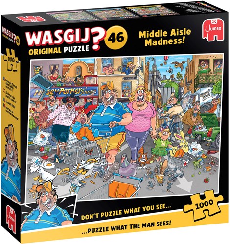 Jumbo puzzle Wasgij Original 46 - Middle Aisle Madness! 1000 piezas dibujo animado