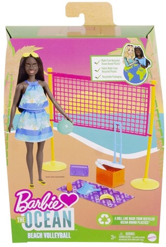 Mattel Barbie set de voleibol accesorios playa plástico reciclado-2