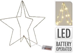 Estrella de Navidad LED decoración dorada 37 cm luz blanca cálida
