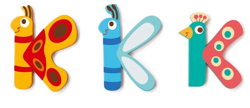 Scratch letra de madera K - decoración habitación infantil 6 cm