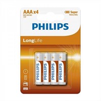 Batería AAA Philips Long Life 4 unidades - Pilas AAA para juguetes