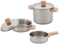 Goki set de cocina juguete 2 ollas y 1 sartén metal-3