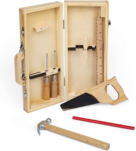 BigJigs caja de herramientas de madera juguete DIY set 6 piezas FSC-3