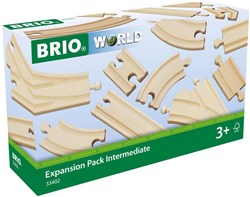 Brio set de expansión de vías de tren de madera midi - paquete de 16 piezas