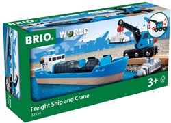 Brio barco portacontenedores con grúa - juguete para trenes - 33534