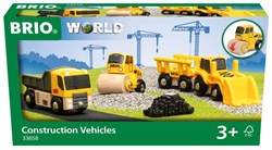 Brio vehículos de construcción - set de juguetes con detalles de madera para obras