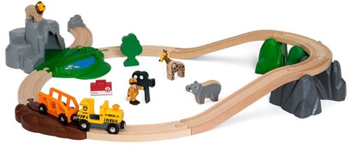 Brio Safari set de tren de juguete - tren de madera con animales-3
