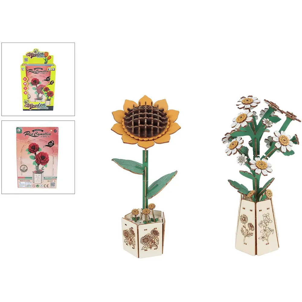 Vedes set de flores de madera para manualidades - juguete creativo DIY flores