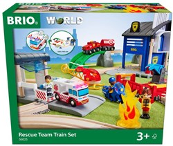 Brio Rescue Team train set - vía de madera - vehículos de rescate