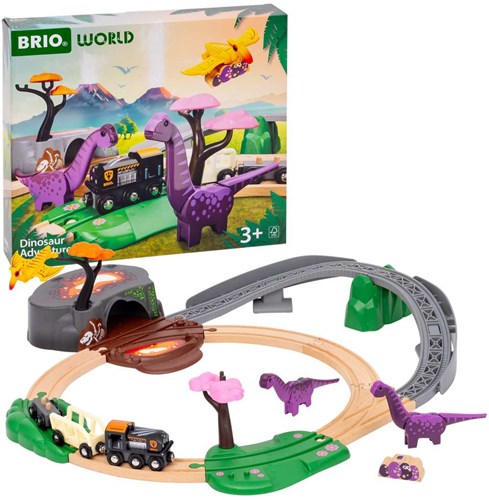Brio juguete Set de Aventura Dinosaurio - tren de madera con dinosaurios-2