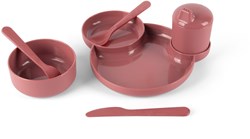 Dantoy set vajilla infantil TINY Dinnertime rojo 7 piezas juguete sostenible