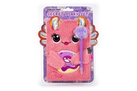 Dream Pop diario axolote suave con candado y pompones rosa