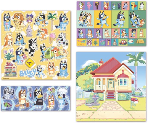 Totum set de pegatinas Bluey - pegatinas creativas con fondo de juego-2