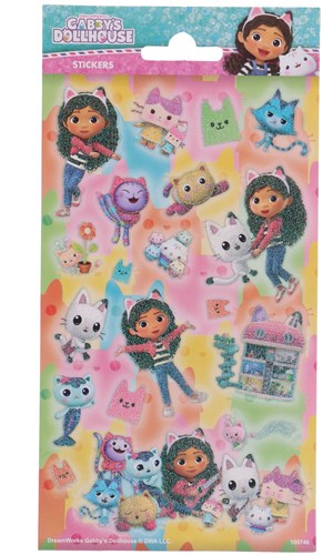 Totum stickers hoja de purpurina Gabby's Dollhouse - pegatinas glitter niños