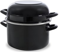 Svenska Living olla para mejillones esmaltada 24 cm negra - cazuela para mejillones-2