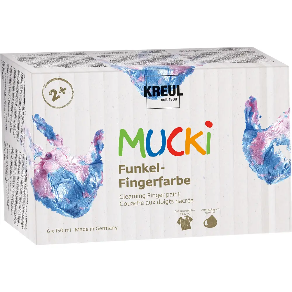Kreul set de pintura de dedos 6 colores brillantes para niños 150 ml