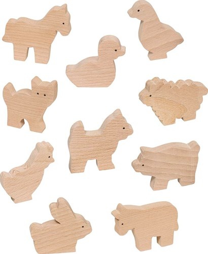 Goki set de animales de granja de madera - 10 piezas - juguete educativo-3