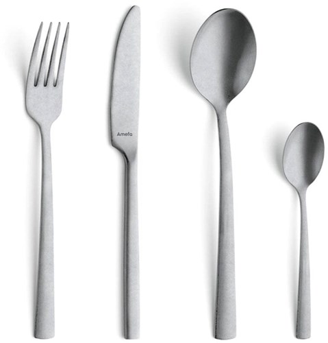 Amefa juego de cubiertos vintage stonewash - set de 16 piezas acero inoxidable