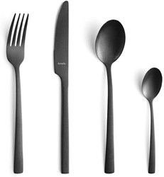 Amefa juego de cubiertos Manille vintage negro 16 piezas - acero cromado moderno