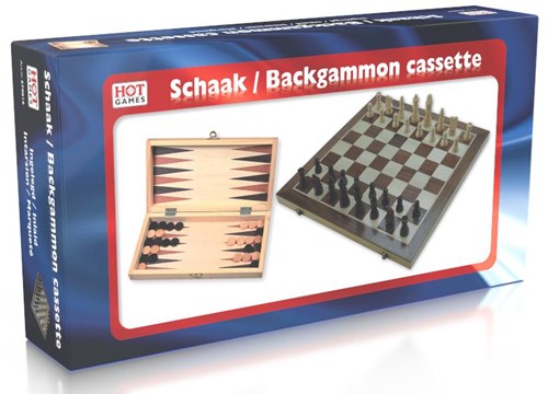 HOT Games Tablero de ajedrez y backgammon plegable con incrustaciones de 29cm.-2